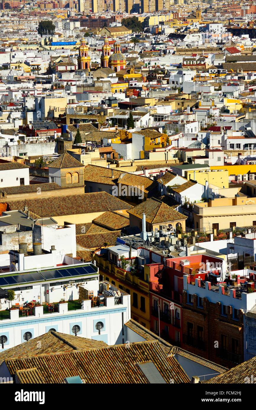 Panoramic view on the city of Seville, andalusia, Spain. Stock Photo