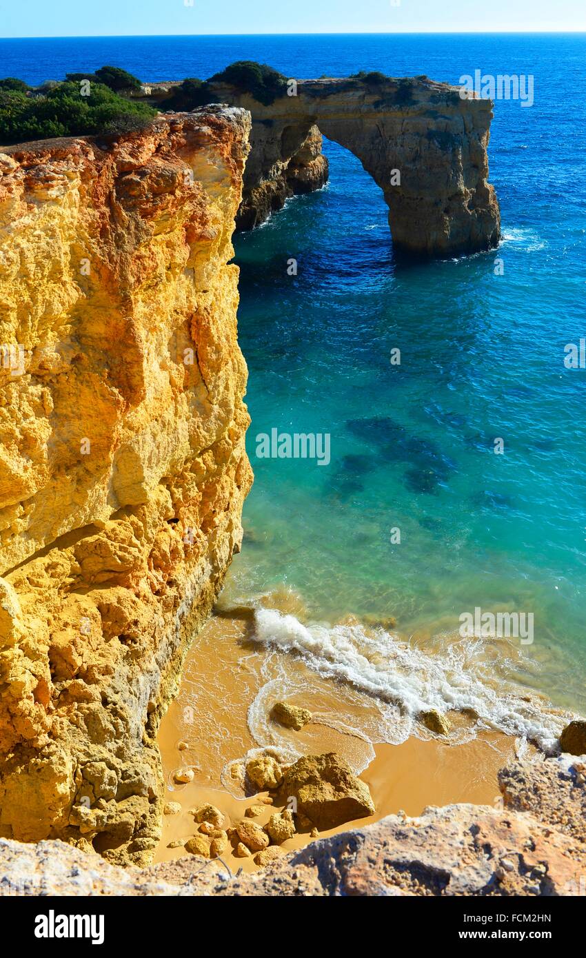 Rocks And Sandy Beach Porches Algarve Portugal Europe Stock Photo Alamy