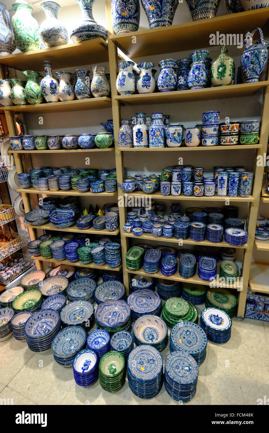 Pottery shop at Plaza Bib Rambla, Granada, Andalusia, Spain Stock Photo