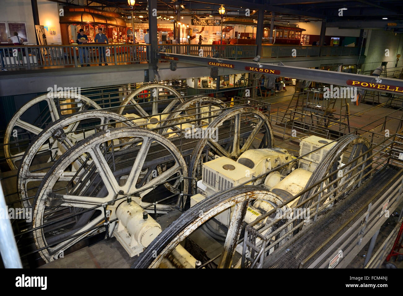 Powerhouse inside Cable Car Museum in Nob Hill, San Francisco, California, USA Stock Photo
