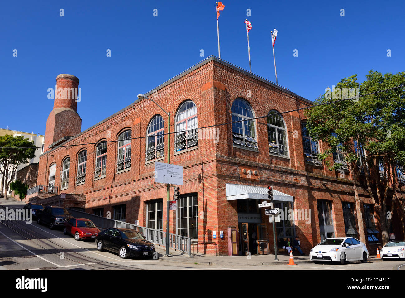 Cable car museum on corner of Washington and Mason Streets in Nob Hill, San Francisco, California, USA Stock Photo