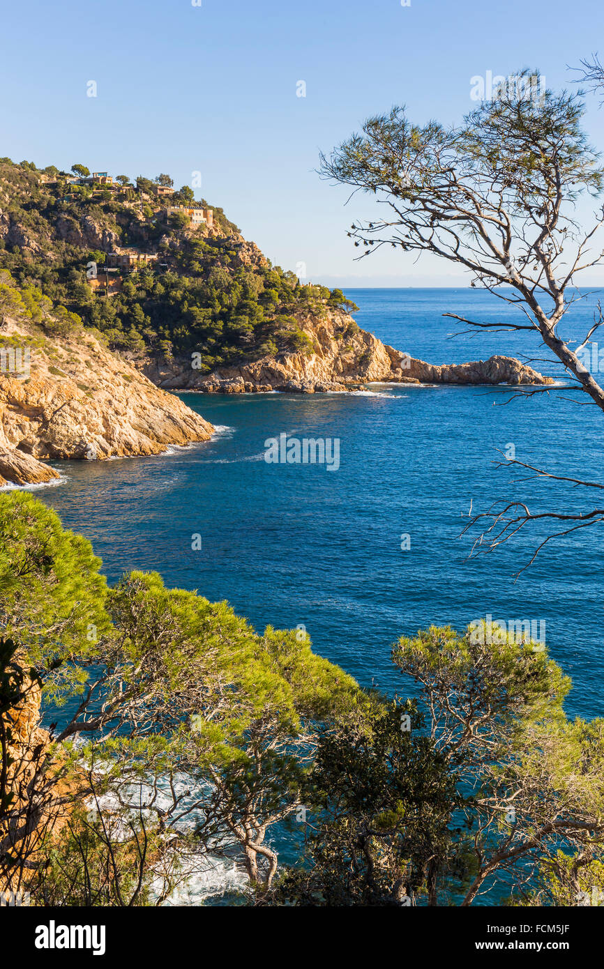 Typical beautiful wild Costa Brava coastline, Catalonia Stock Photo