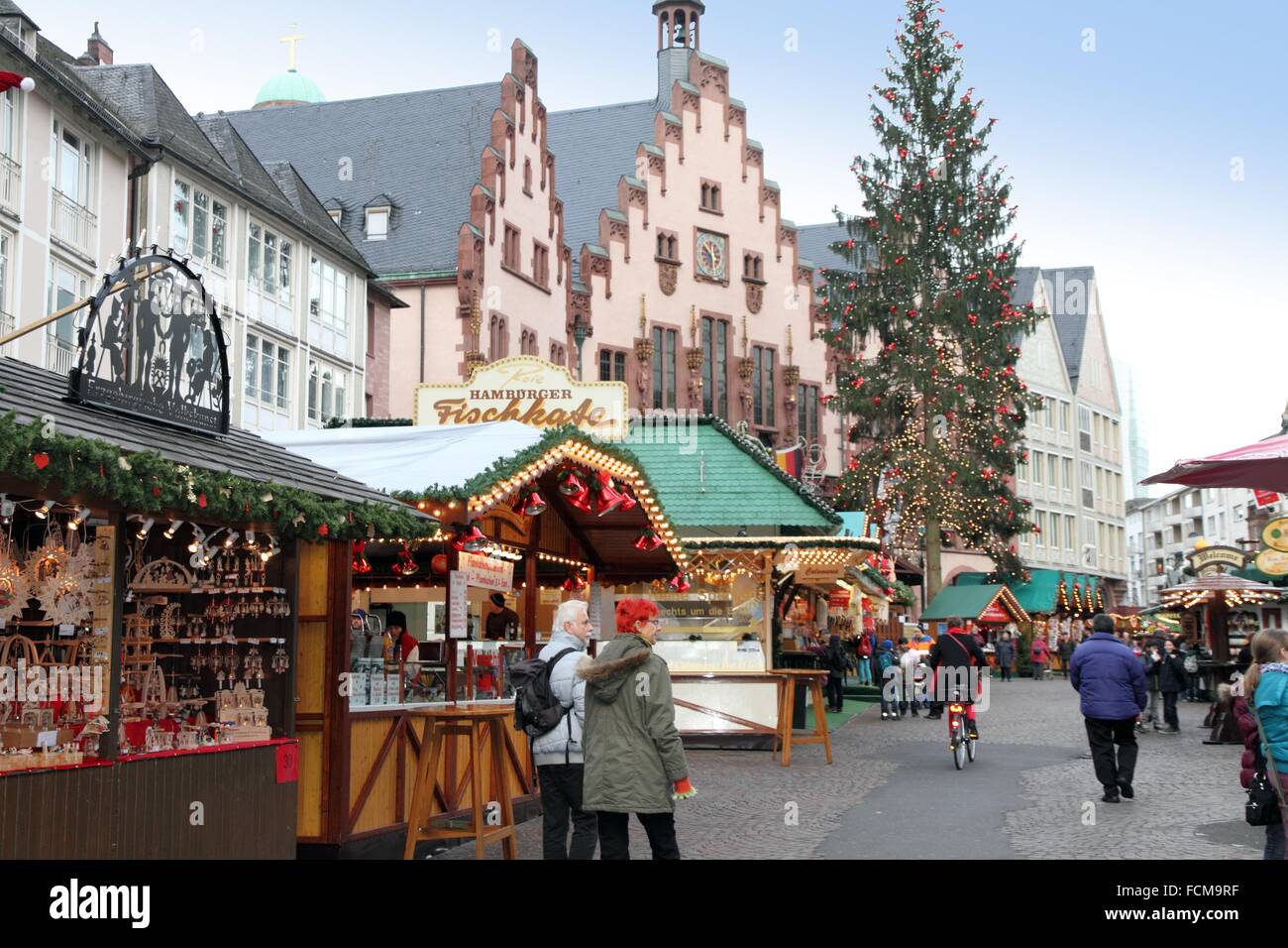 FRANKFURT GERMANY-DECEMBER 9: Christmas market at town hall square ...
