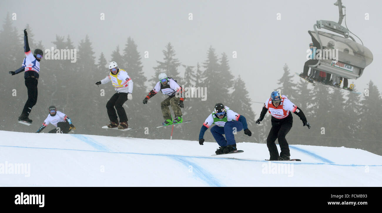 Feldberg, Germany. 23rd Jan, 2016. Snowboarders in action during the