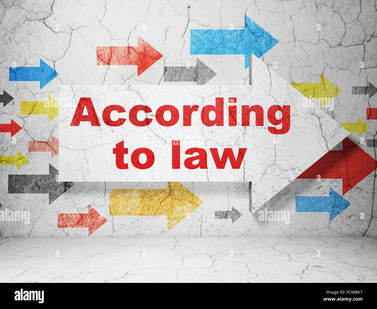 Law concept arrow with According To Law on grunge wall background