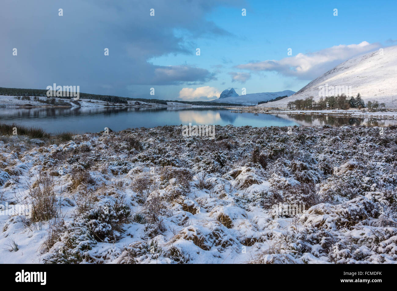 Suilven from Loch Borralan, Sutherland, Scotland, United Kingdom Stock Photo