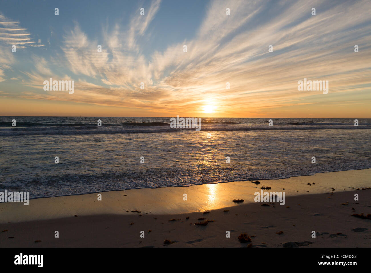 Beautiful landscaped image of sunset over sea Stock Photo - Alamy