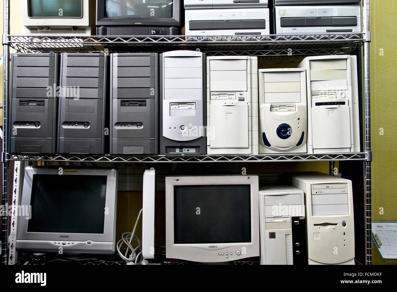 Old computers PC storage, Spain Stock Photo Alamy