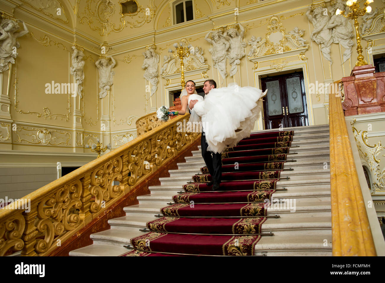 Beautiful newlyweds in palace hi-res stock photography and images - Alamy