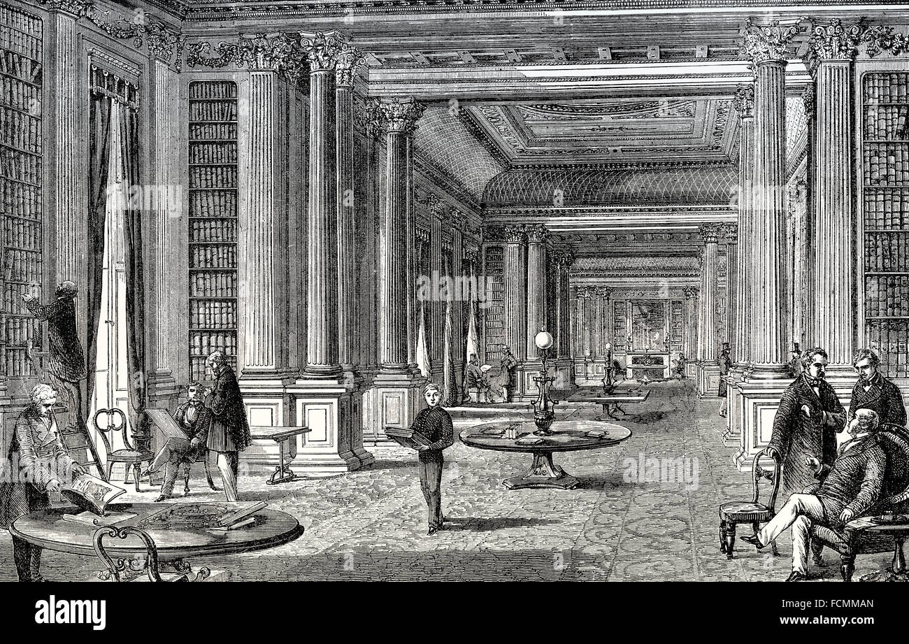 The library of the Reform Club, 19th century, Pall Mall, City of Westminster, London, England Stock Photo