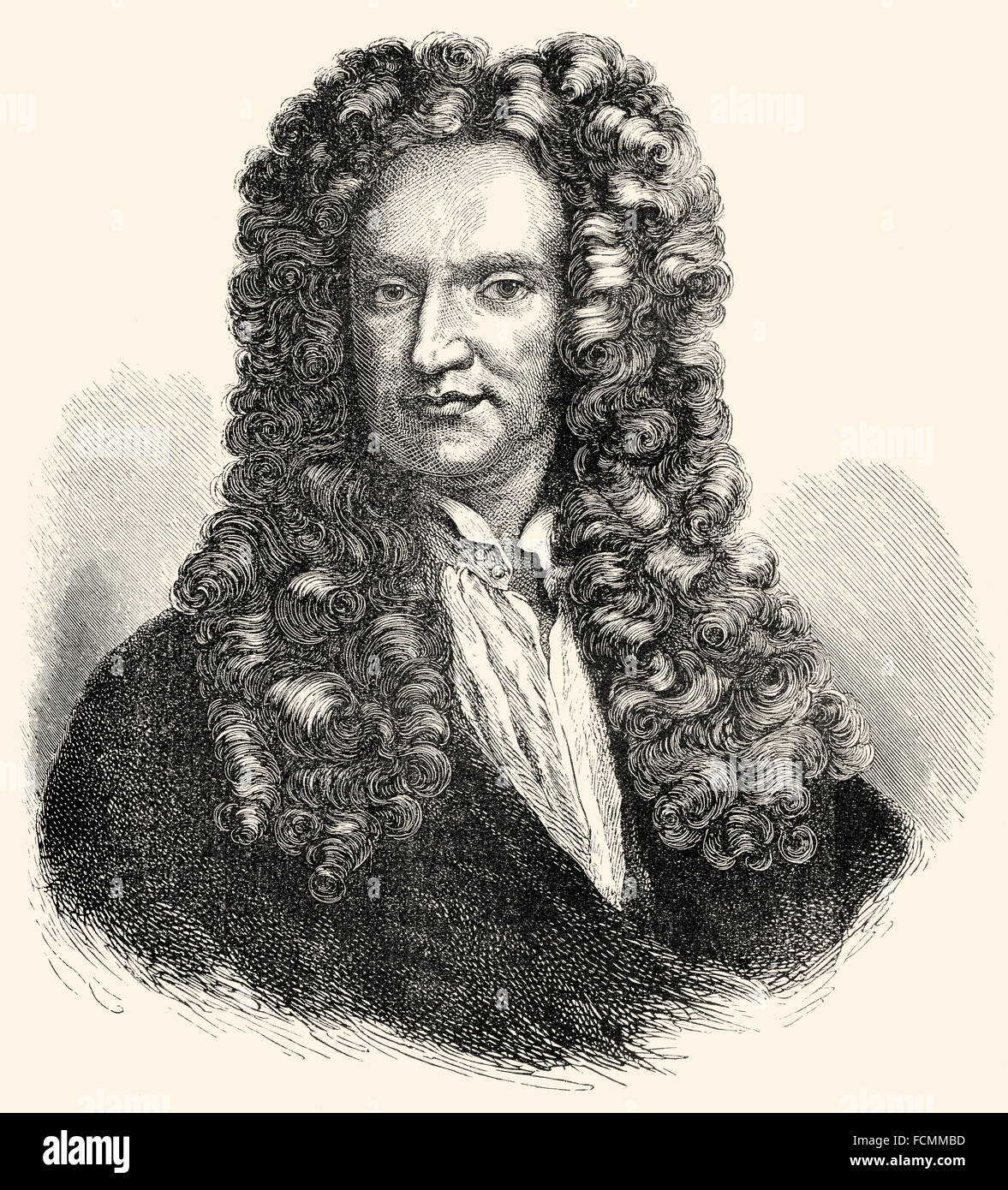 ir Isaac Newton, 1642-1726, an English physicist and mathematician Stock Photo