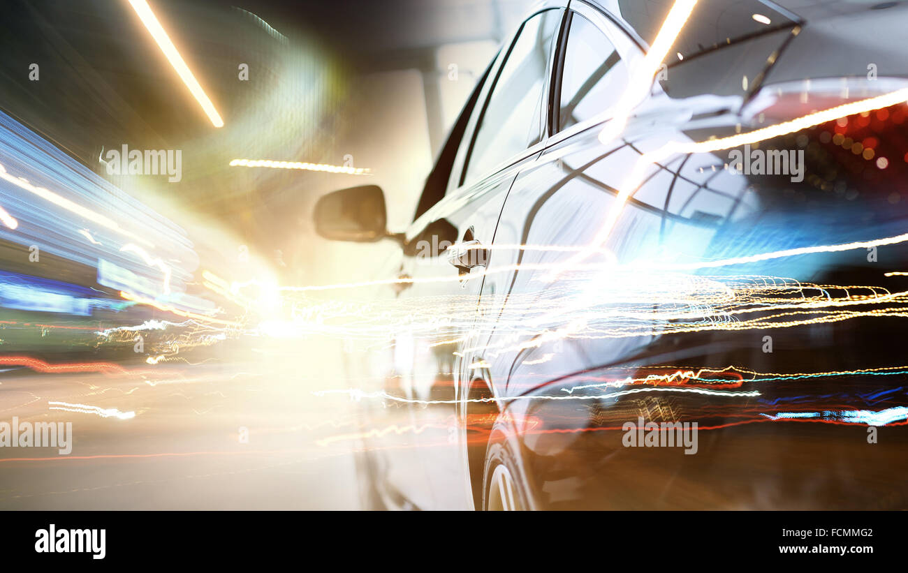 Night blurred city lights of streets and moving cars Stock Photo - Alamy
