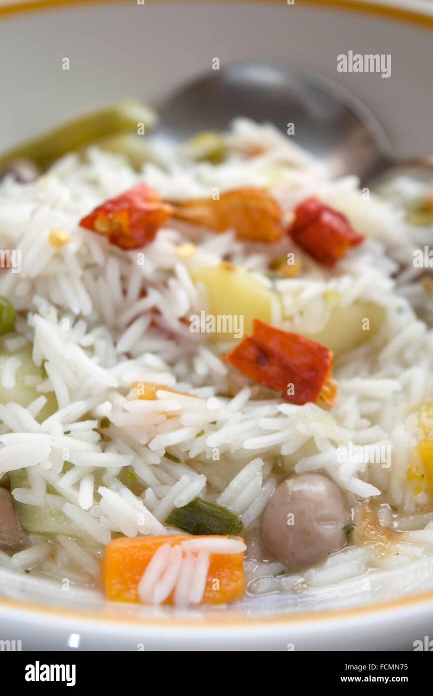 basmati rice with vegetable minestrone soup Stock Photo Alamy