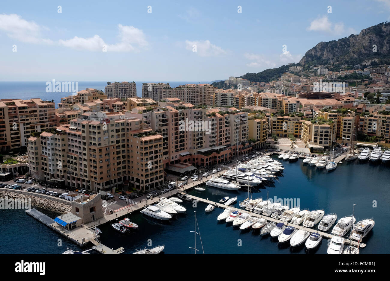 Luxury flats overlooking the harbour at Monaco, South of France. Stock Photo