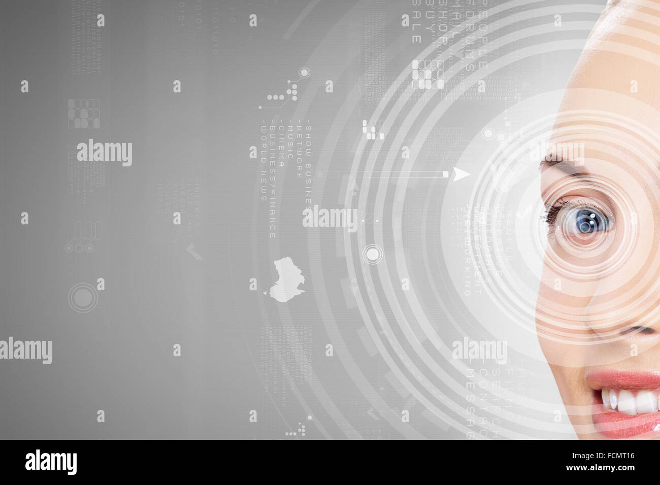 Close up of woman eye in process of scanning Stock Photo - Alamy