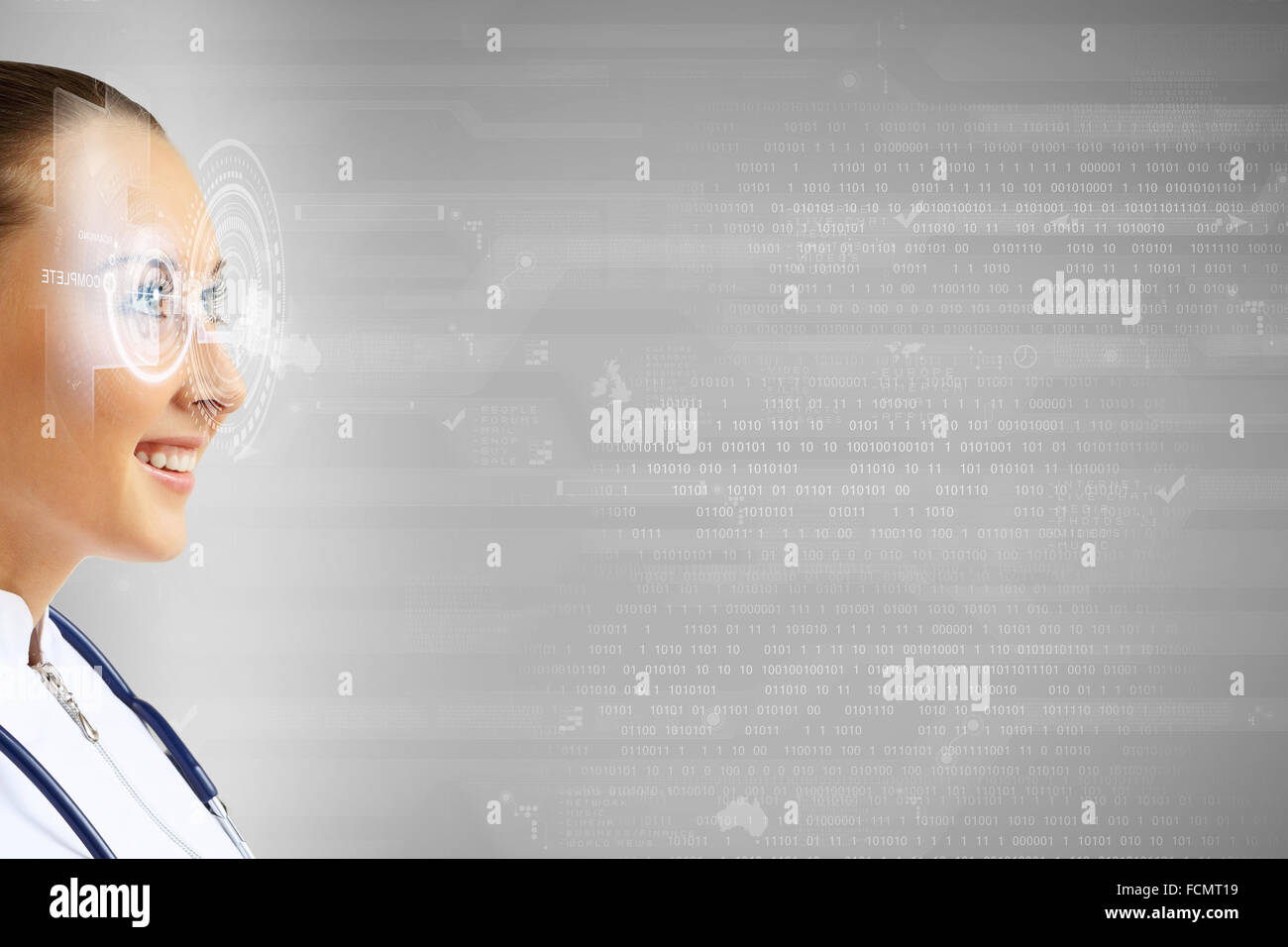 Close up of woman eye in process of scanning Stock Photo - Alamy