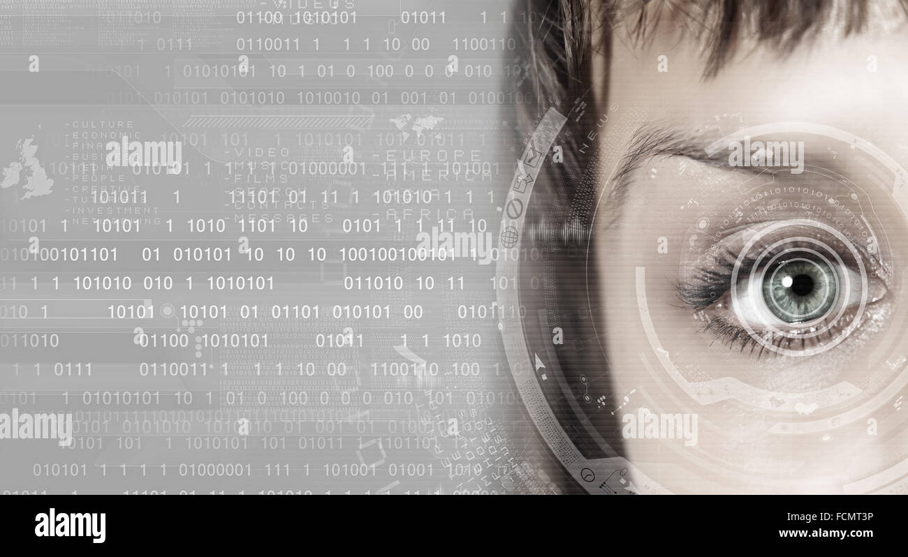 Close up of woman eye in process of scanning Stock Photo - Alamy