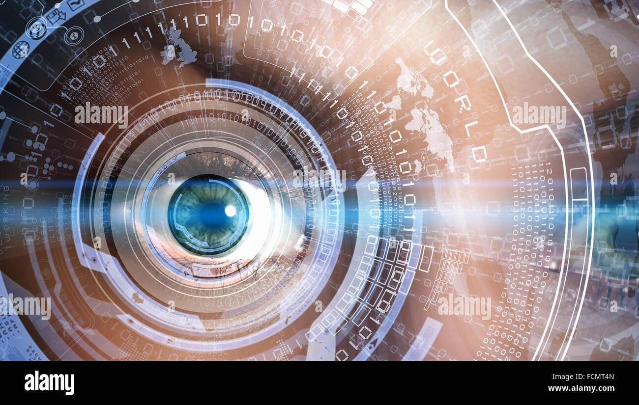 Close up of woman eye in process of scanning Stock Photo - Alamy