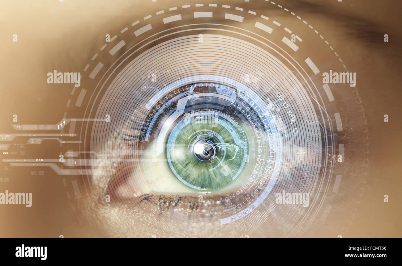 Close up of woman eye in process of scanning Stock Photo - Alamy