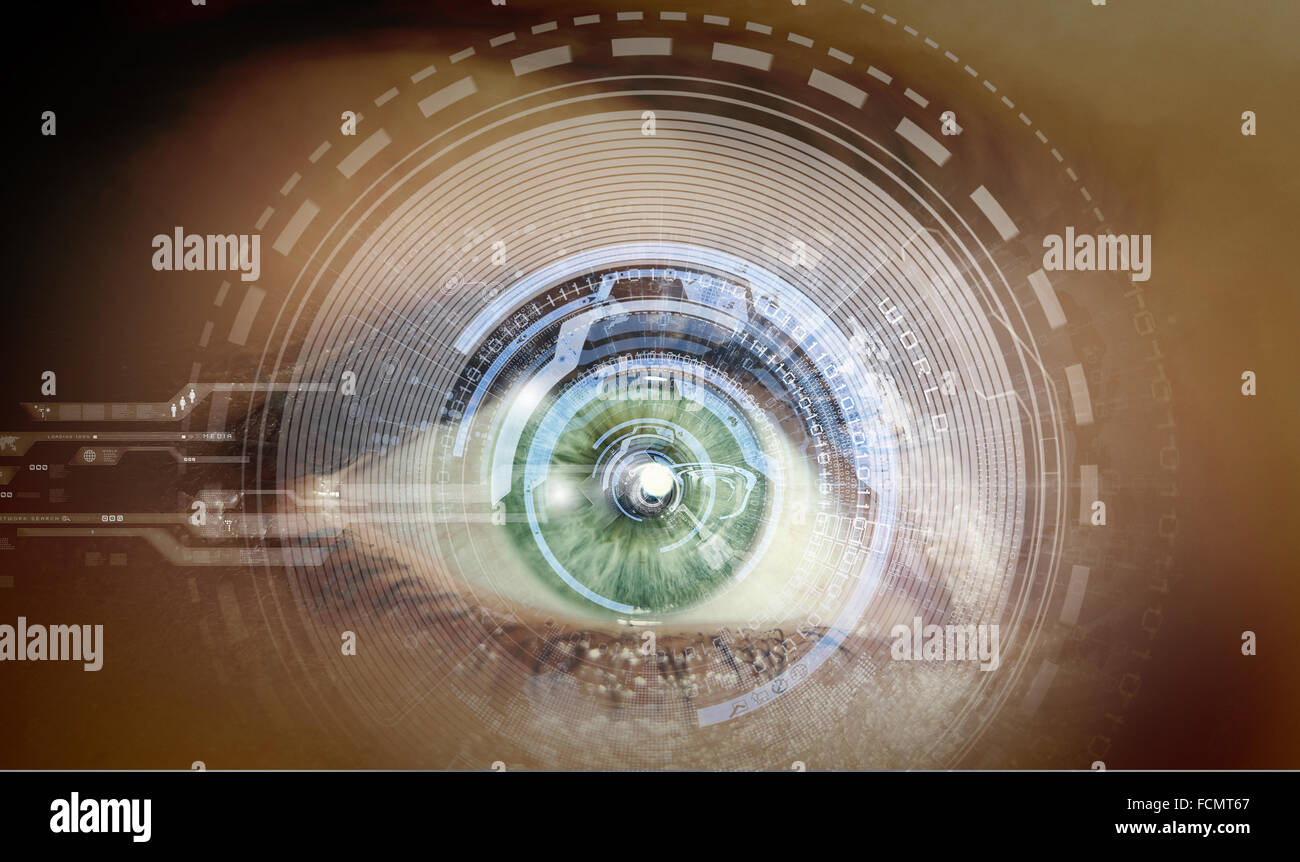 Close up of woman eye in process of scanning Stock Photo - Alamy