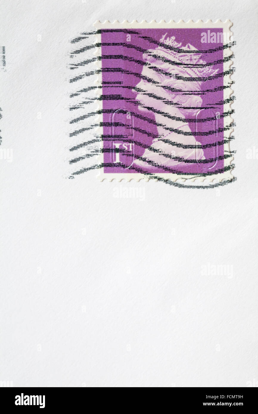 1st class stamp on envelope Stock Photo Alamy