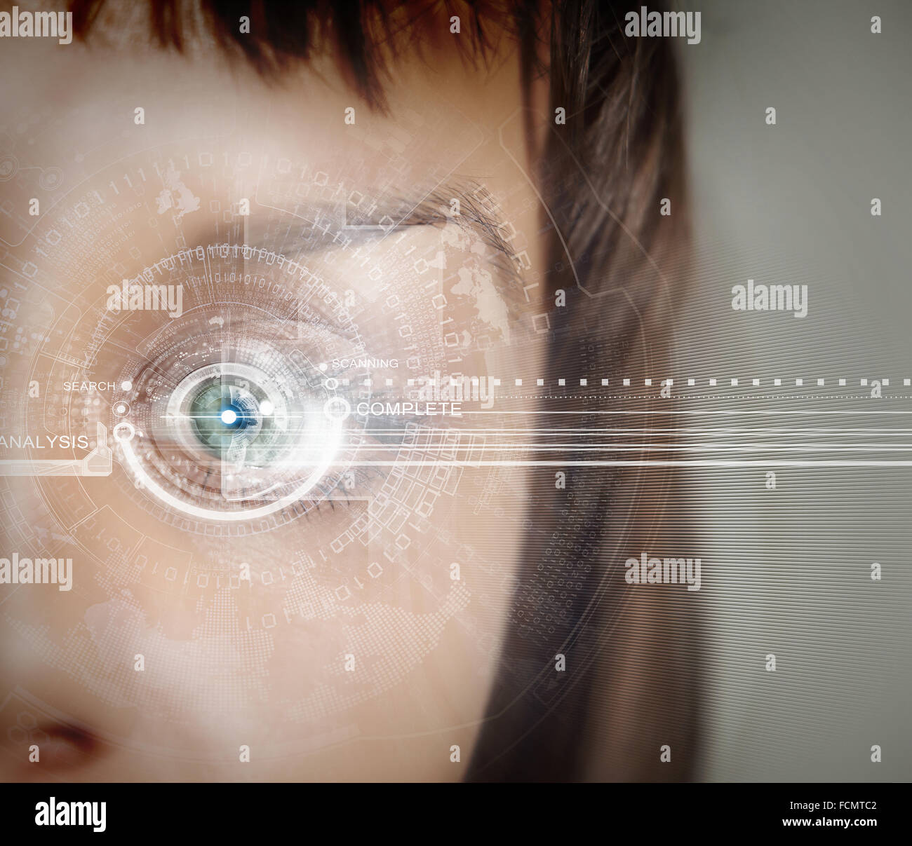 Close up of woman eye in process of scanning Stock Photo - Alamy