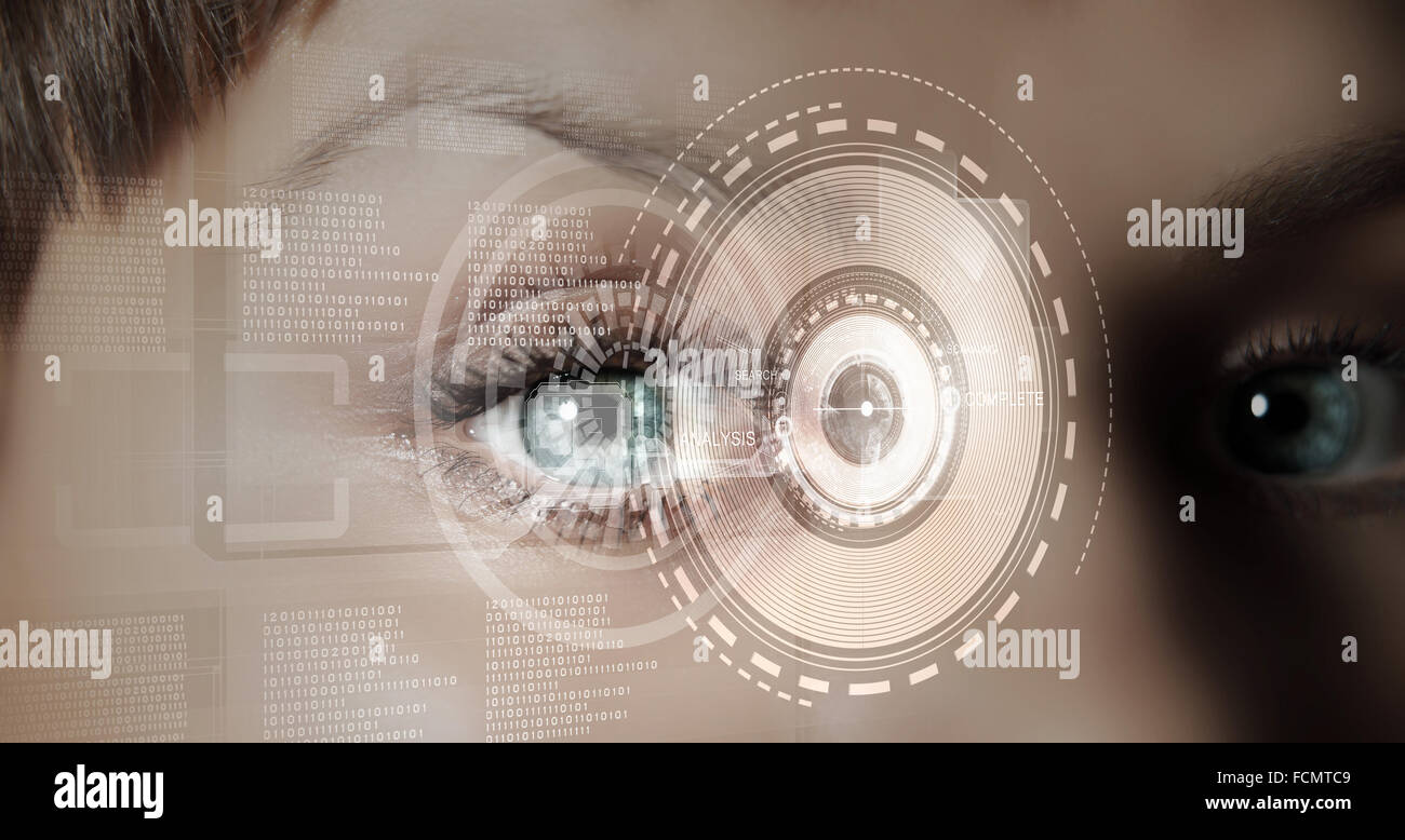 Close up of woman eye in process of scanning Stock Photo - Alamy