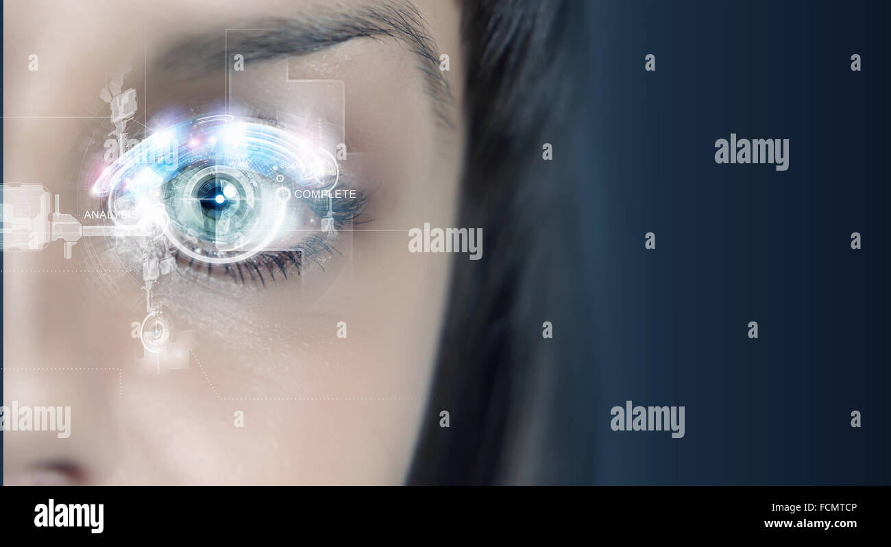 Close up of woman eye in process of scanning Stock Photo - Alamy