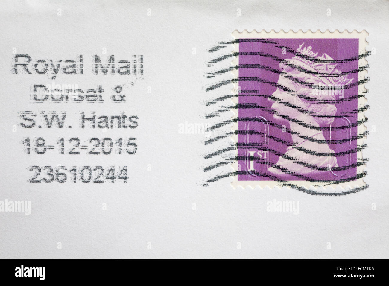 1st class stamp on envelope Stock Photo Alamy