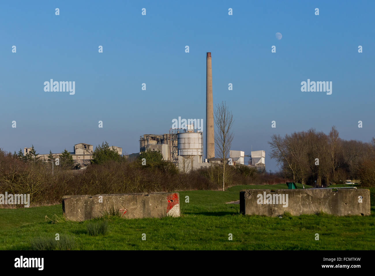 The Westbury Cement Works chimney factory and industrial units set in