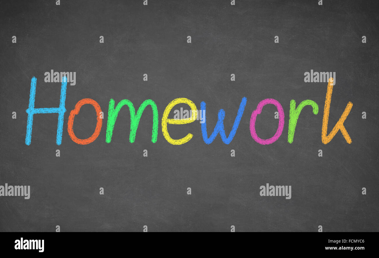 Homework written on chalkboard Stock Photo - Alamy
