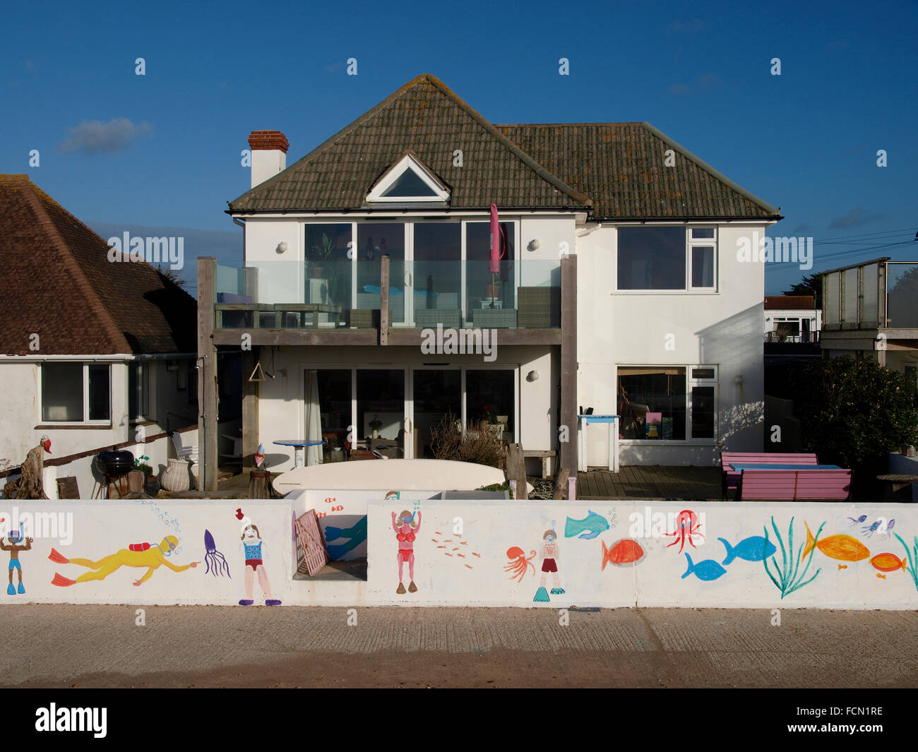 Beachside house, Hayling Island, Hampshire, UK Stock Photo