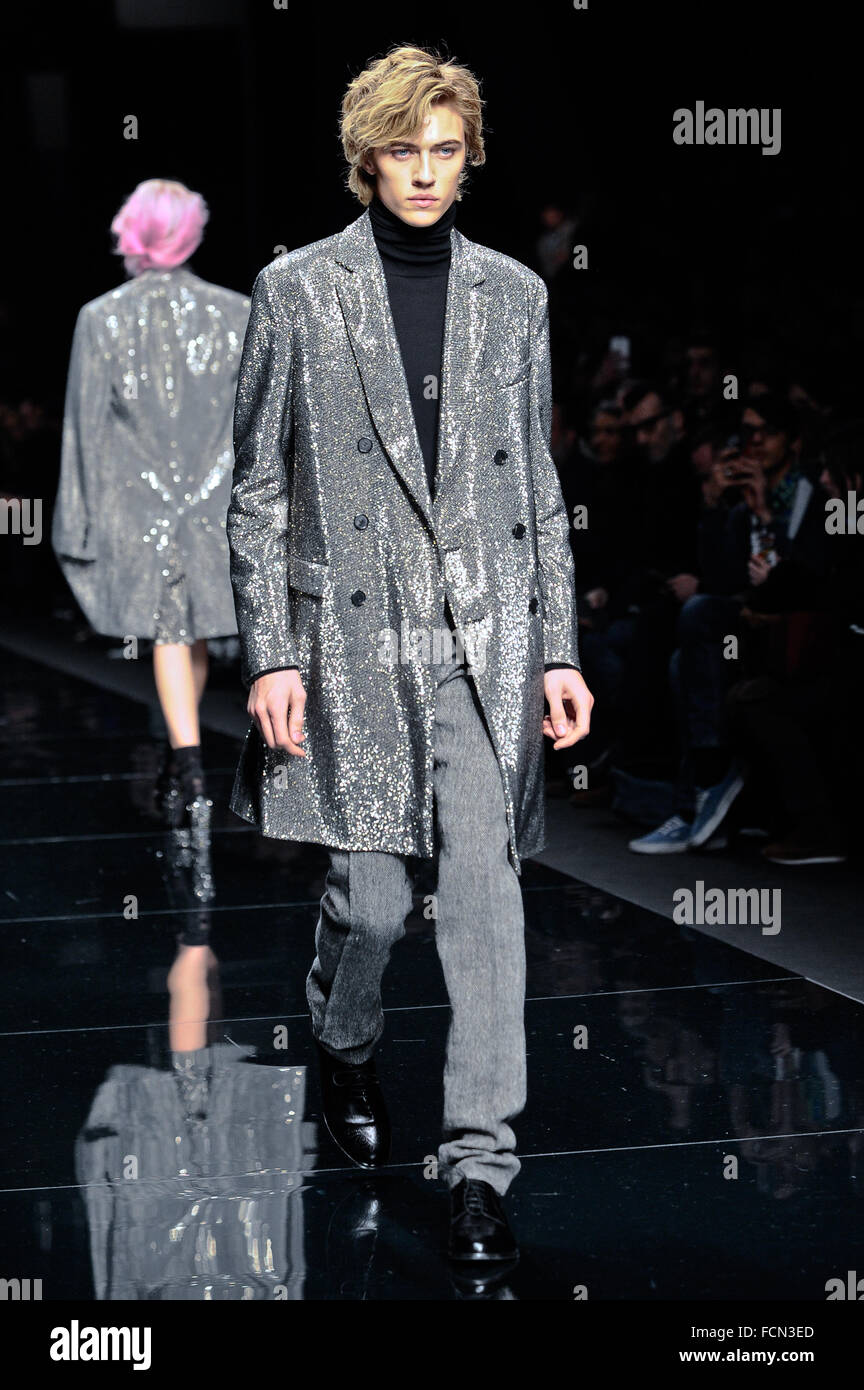 American model Lucky blue Smith on the catwalk for designer Ermanno  Scervino as he presents his latest collection man during a c Stock Photo -  Alamy