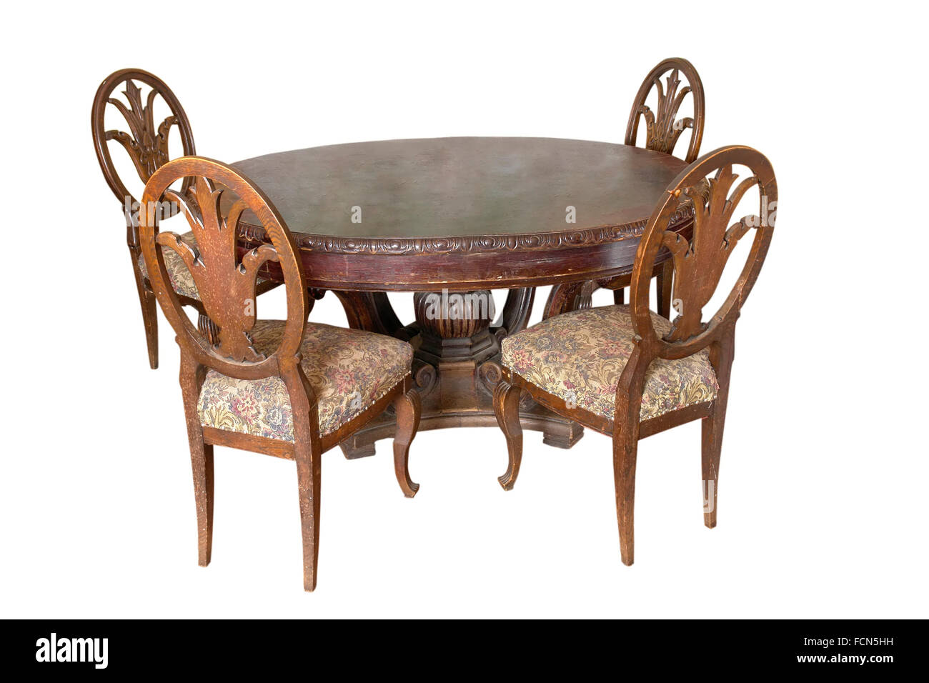 Table with chairs of 18th century. Part of big suite of furniture (sideboard, chest of drawers. table). Germany. Dresden Stock Photo