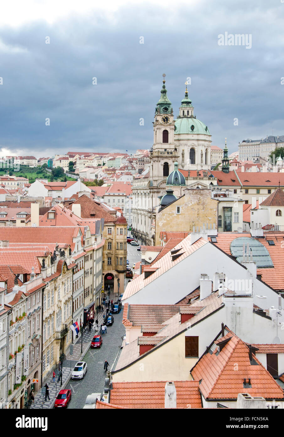 The Church of St Nicholas is the Prague’s greatest exponents of High Baroque. It is located in  Little Quarter Square. Stock Photo