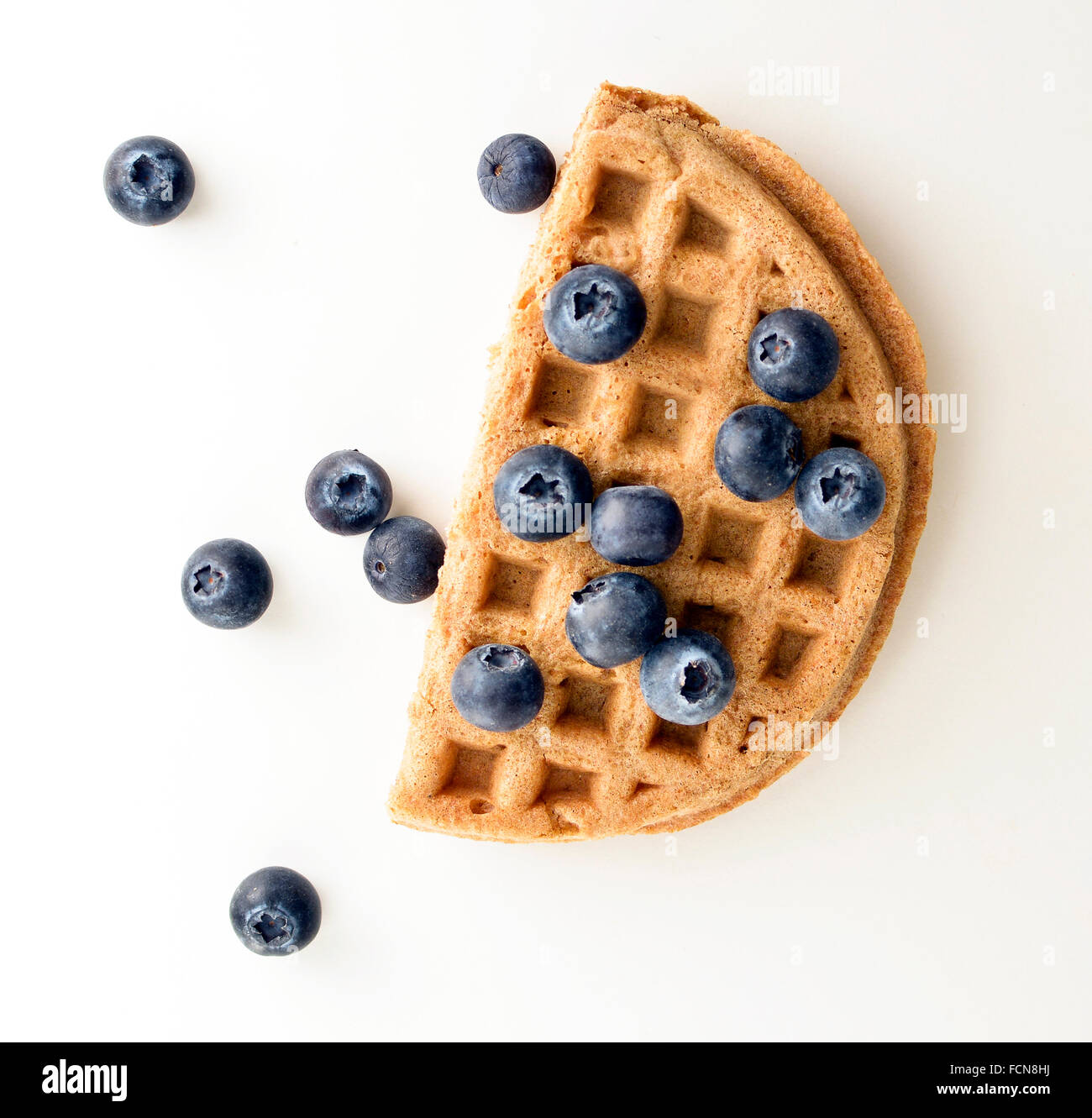 whole grain waffle with blueberries Stock Photo