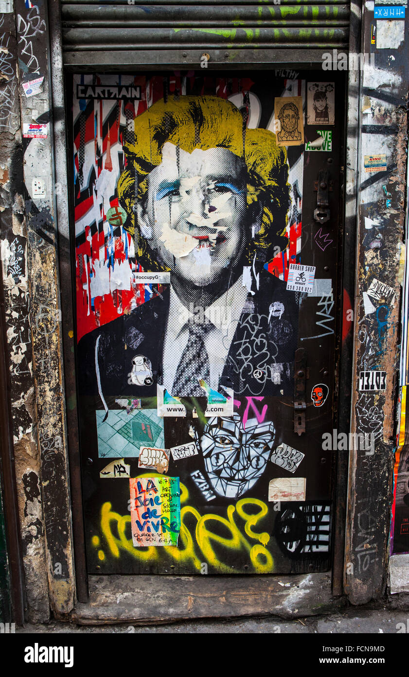 LONDON, UK - JANUARY 13TH 2016: Urban street art by artist Cartrain ...
