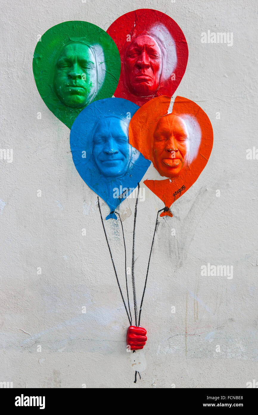 LONDON, UK JANUARY 20TH 2016 Face sculptures by artist Gregos