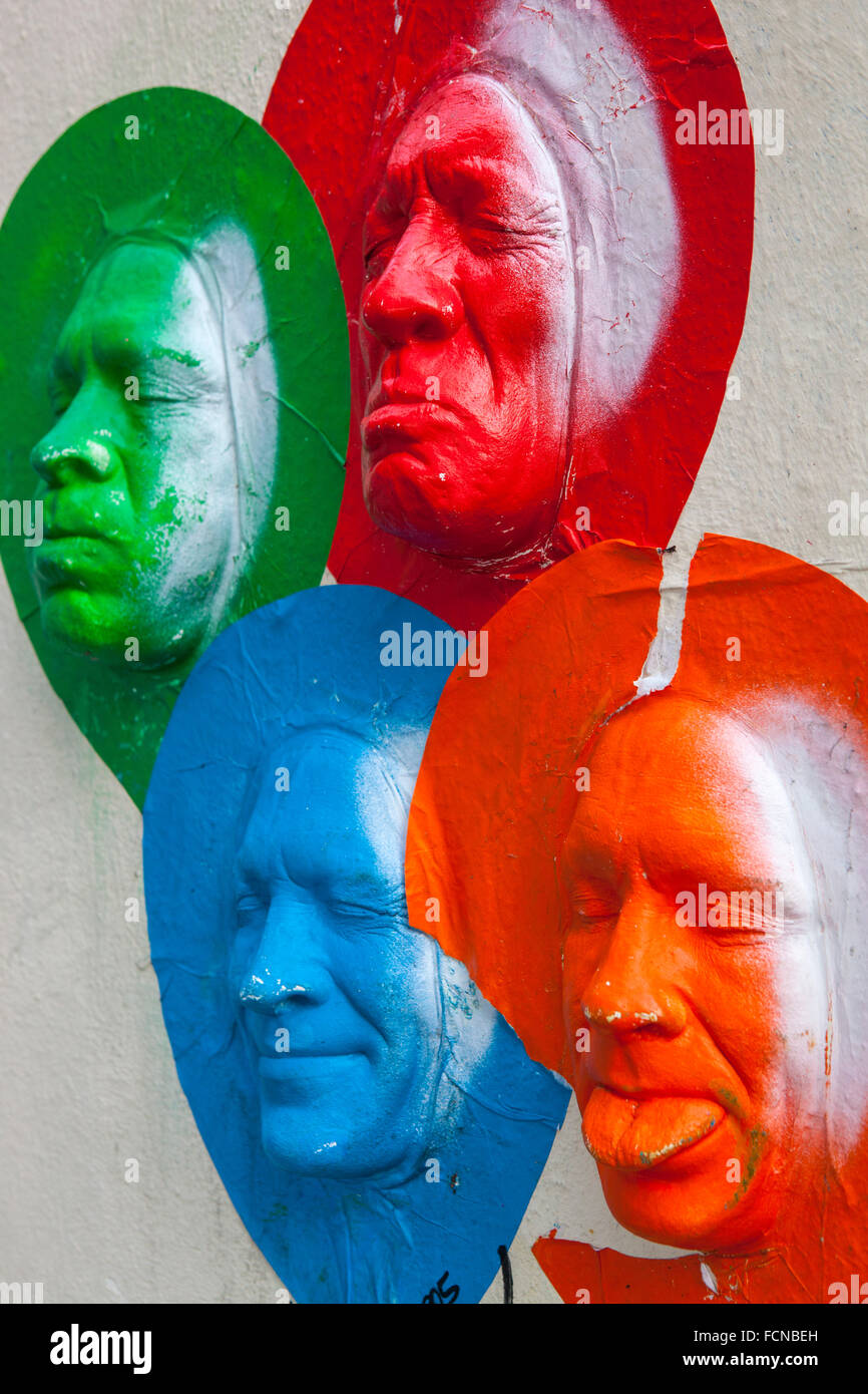 LONDON, UK JANUARY 20TH 2016 Face sculptures by artist Gregos