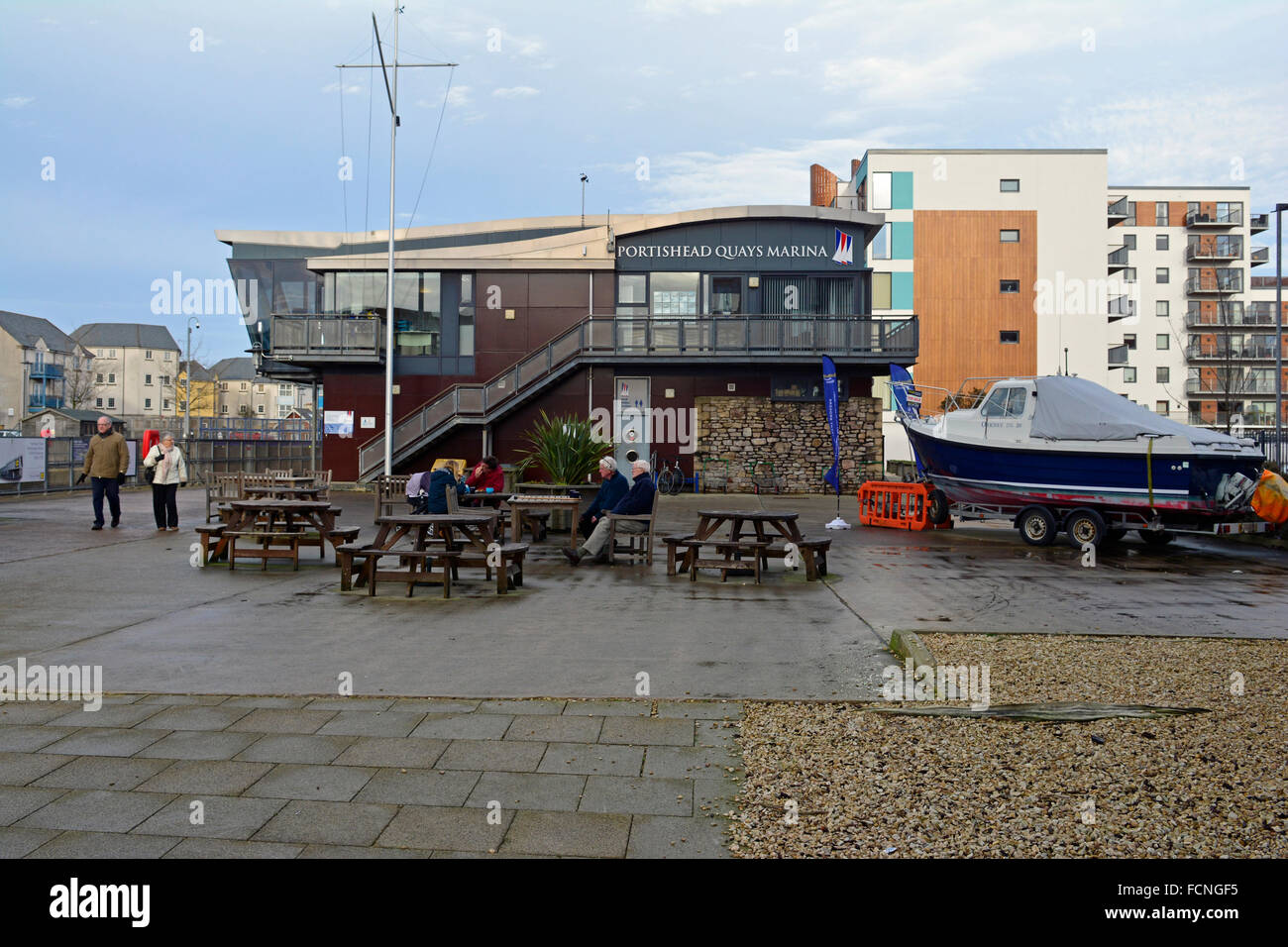 UK. Portishead Quays Marina with boats yachts and Lifeboat moored in