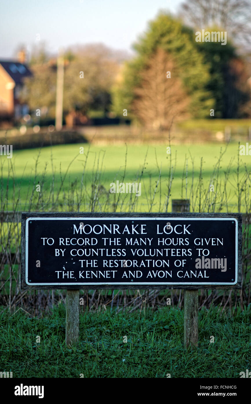 Moonrake Lock sign on Kennet and Avon Canal Stock Photo