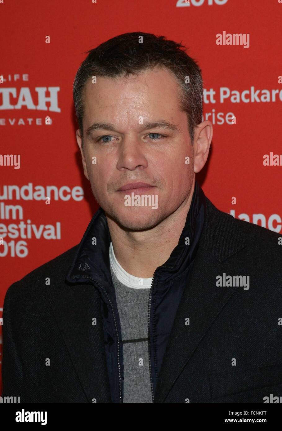 Park City, UT, USA. 23rd Jan, 2016. Matt Damon at arrivals for MANCHESTER BY THE SEA Premiere at Sundance Film Festival 2016, The Eccles Center for the Performing Arts, Park City, UT January 23, 2016. © James Atoa/Everett Collection/Alamy Live News Stock Photo