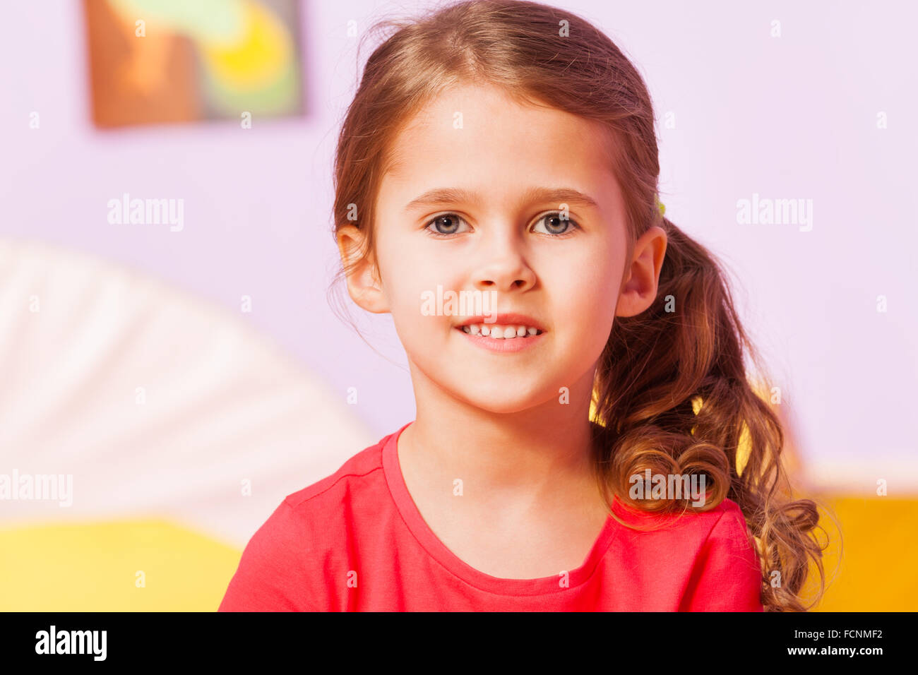 Portrait of little girl with long hair Stock Photo - Alamy