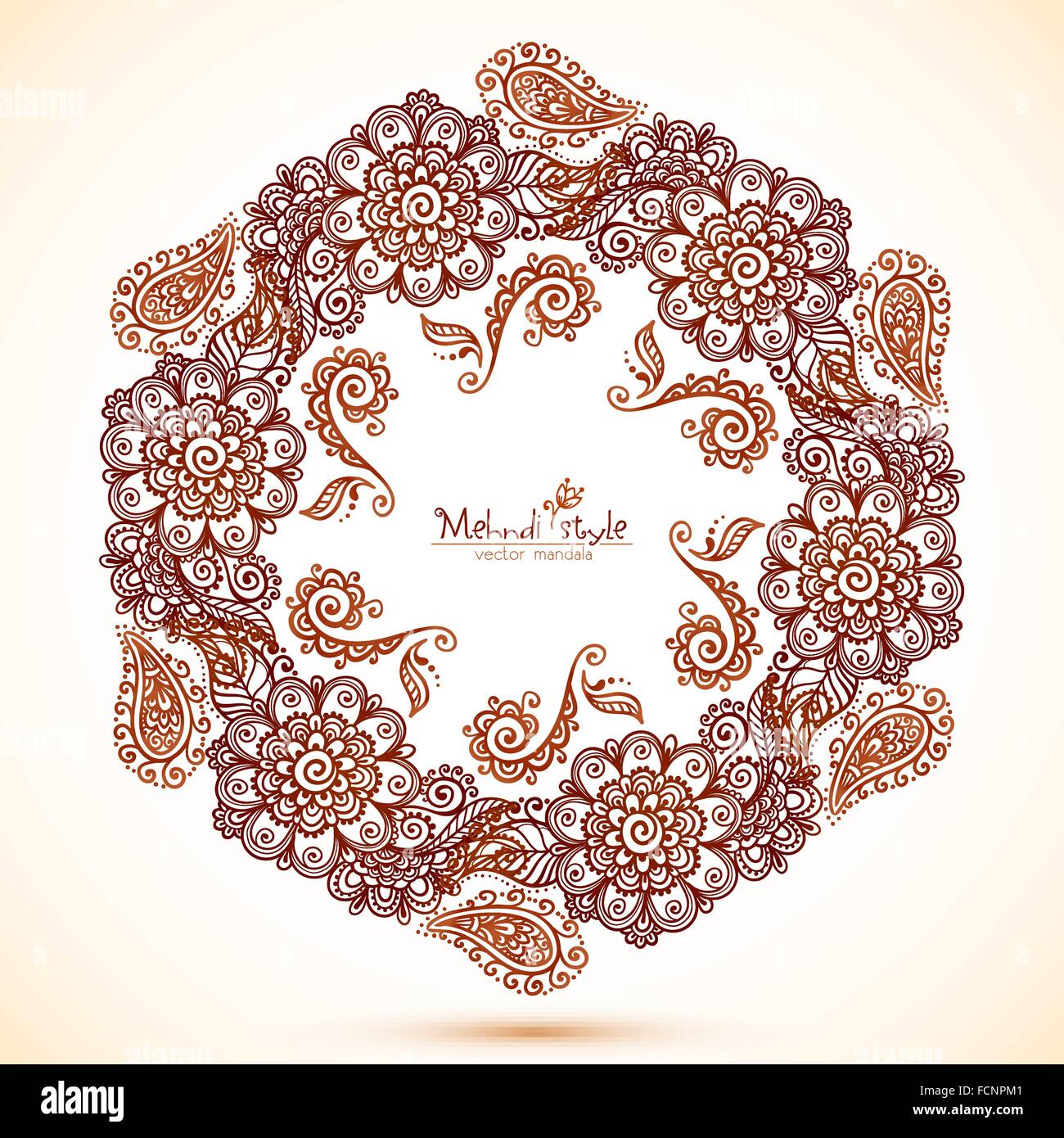 Vector hexagonal frame in Indian mehndi style Stock Vector Image & Art ...