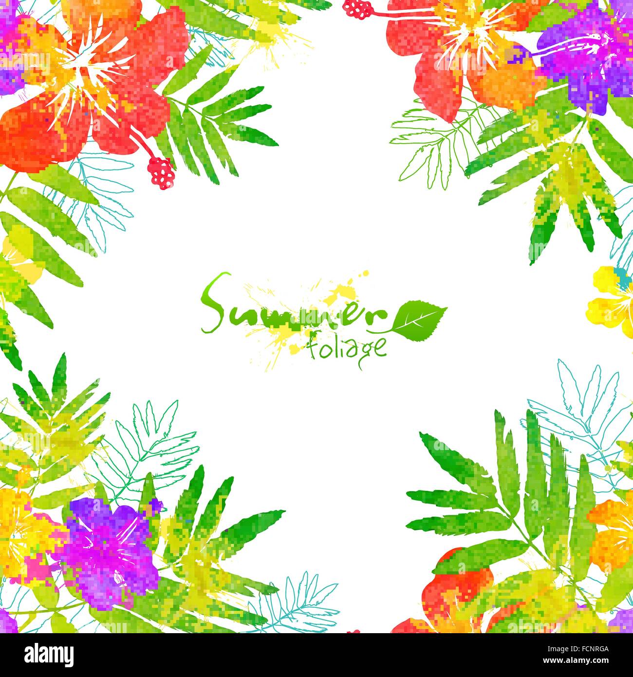 Bright tropical flowers vector summer frame Stock Vector Image & Art ...