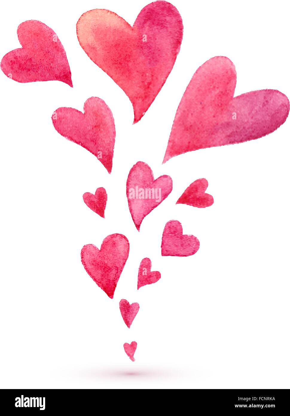 Set of pink watercolor vector hearts Stock Vector Image & Art - Alamy
