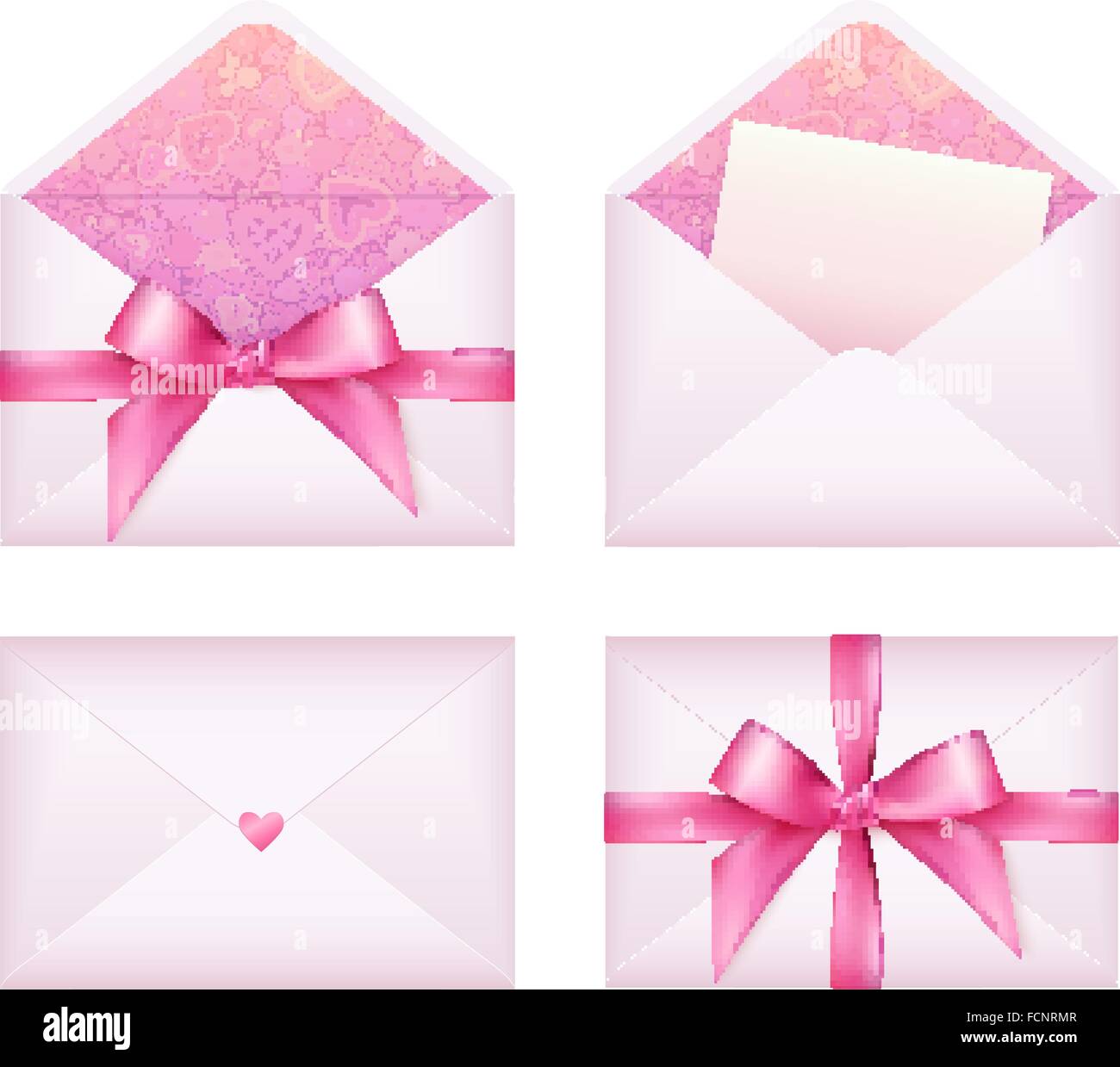 Pink envelope with ribbon, vector set Stock Vector Image & Art - Alamy