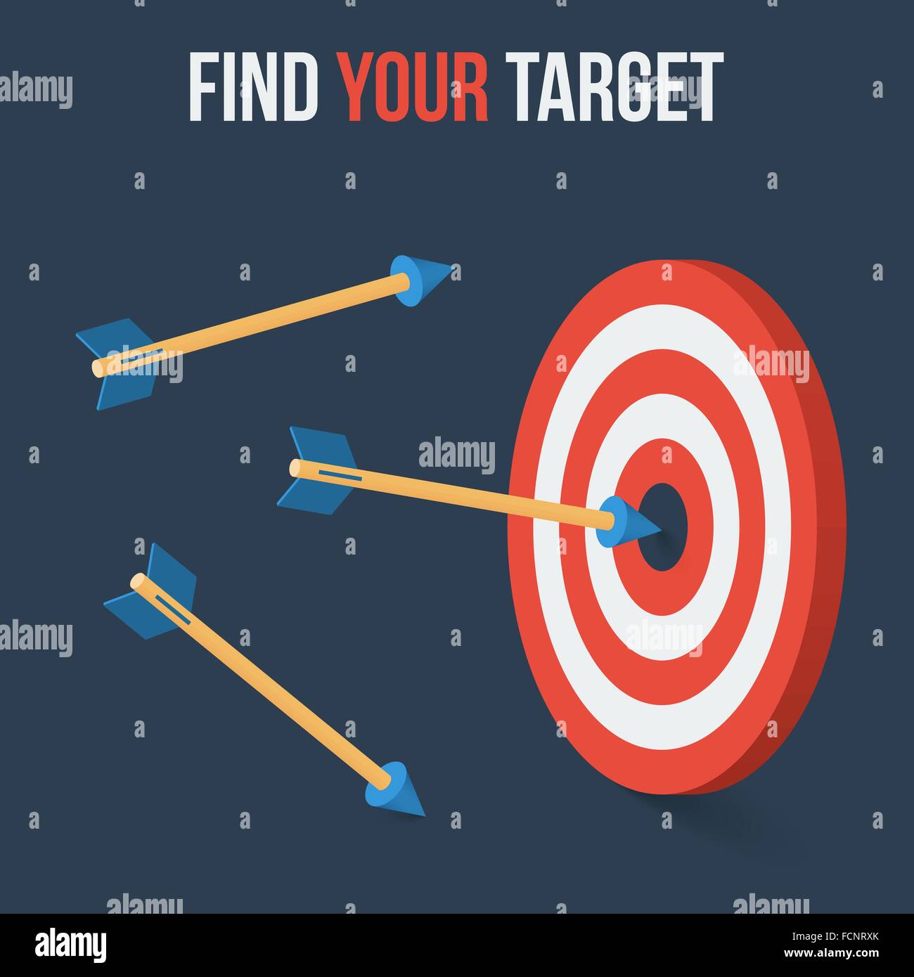 Vector target concept in flat axonometric style Stock Vector