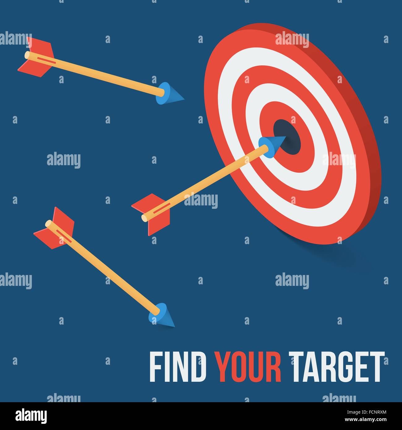 Vector target concept in flat axonometric style Stock Vector