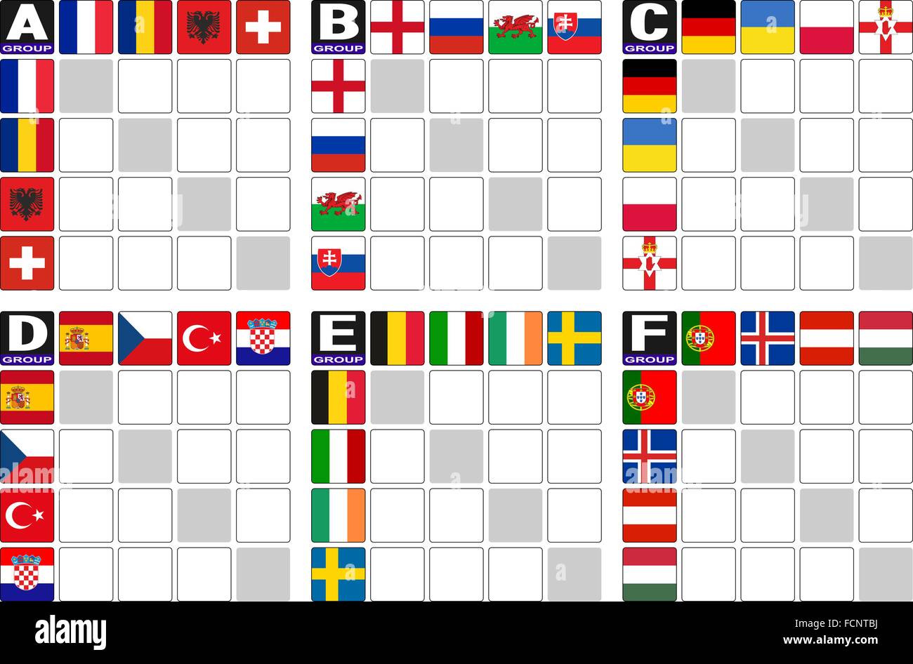 flags football championship are divided into groups Stock Vector Image